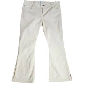 ASOS DESIGN Curve Split Bottom Flare White Denim Jeans Size 44X32